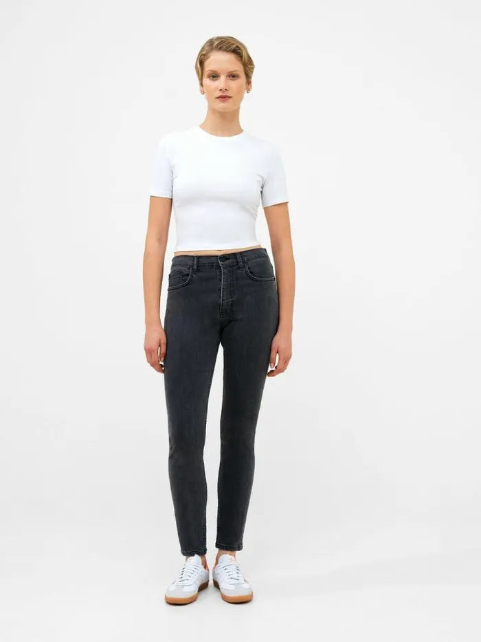 French Connection Soft Stretch Denim High Rise Skinny Jeans 30 Inch Charcoal Women Trousers