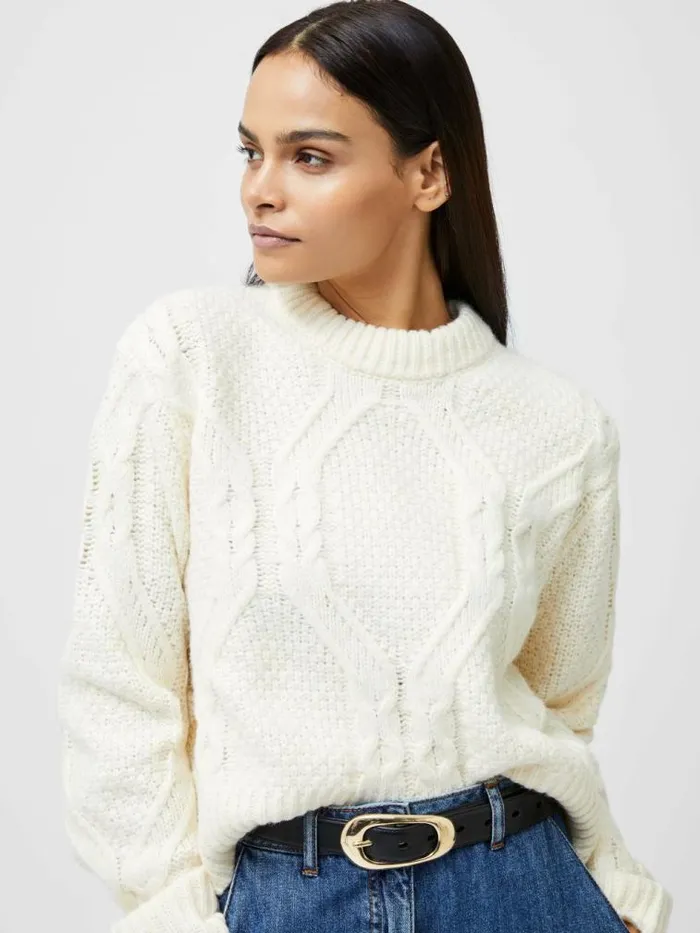French Connection Traditional Cable Knit Jumper Ecru Women Jumpers and Cardigans French Connection Traditional Cable Knit Jumper Ecru Women Jumpers and Cardigans