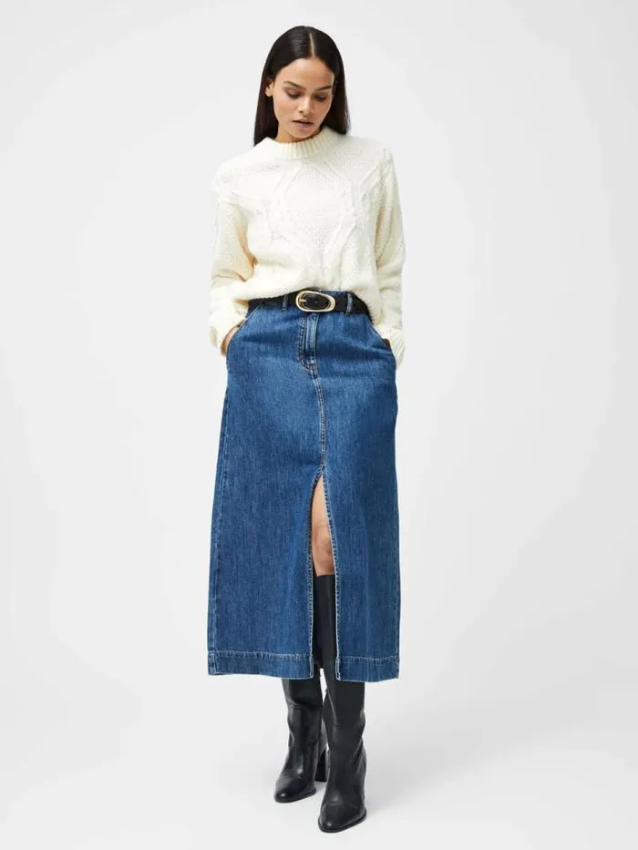 French Connection Traditional Cable Knit Jumper Ecru Women Jumpers and Cardigans