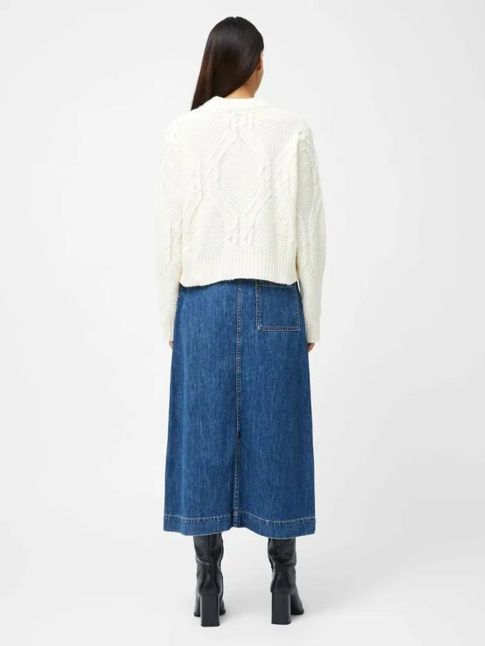 French Connection Traditional Cable Knit Jumper Ecru Women Jumpers and Cardigans