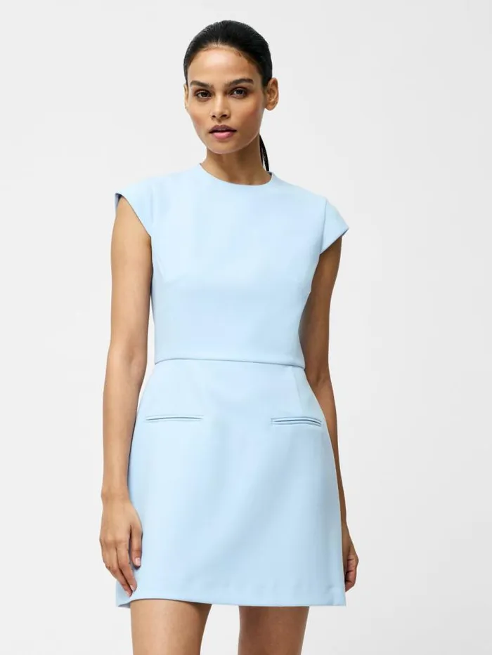 French Connection Whisper Crew Neck Mini Dress Cashmere Blue Women Dresses