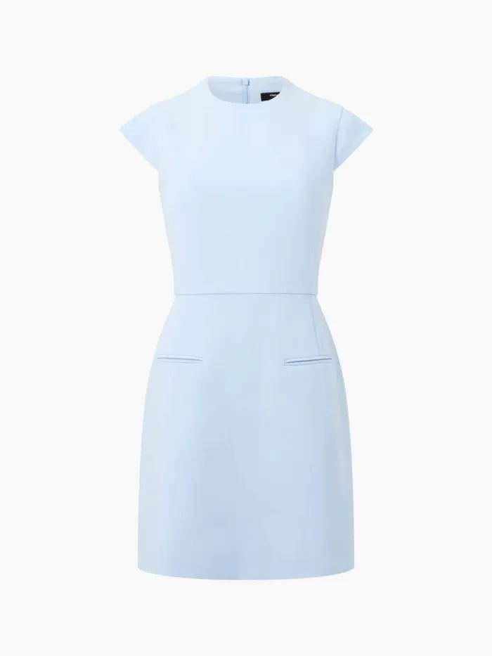 French Connection Whisper Crew Neck Mini Dress Cashmere Blue Women Dresses