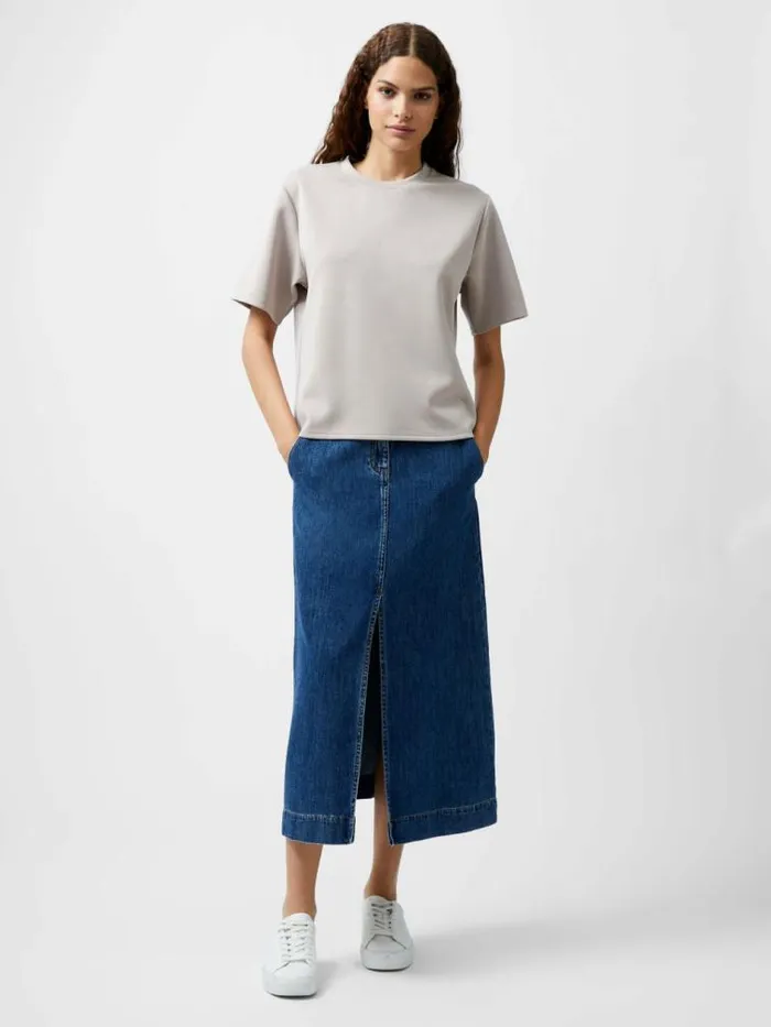 French Connection Wren Short Sleeve Pinched TShirt Washed Macchiato Women Tops