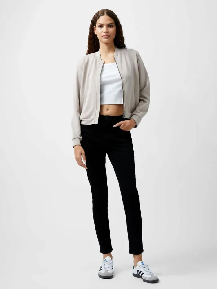 French Connection Wren Zip Through Bomber Jacket Washed Macchiato Women Coats and Jackets