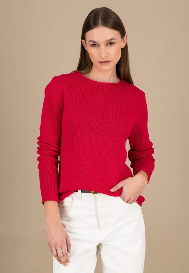 FYNCHHATTON 100 Cotton Sweater Crimson Redblue Purplemilk Women Sweater