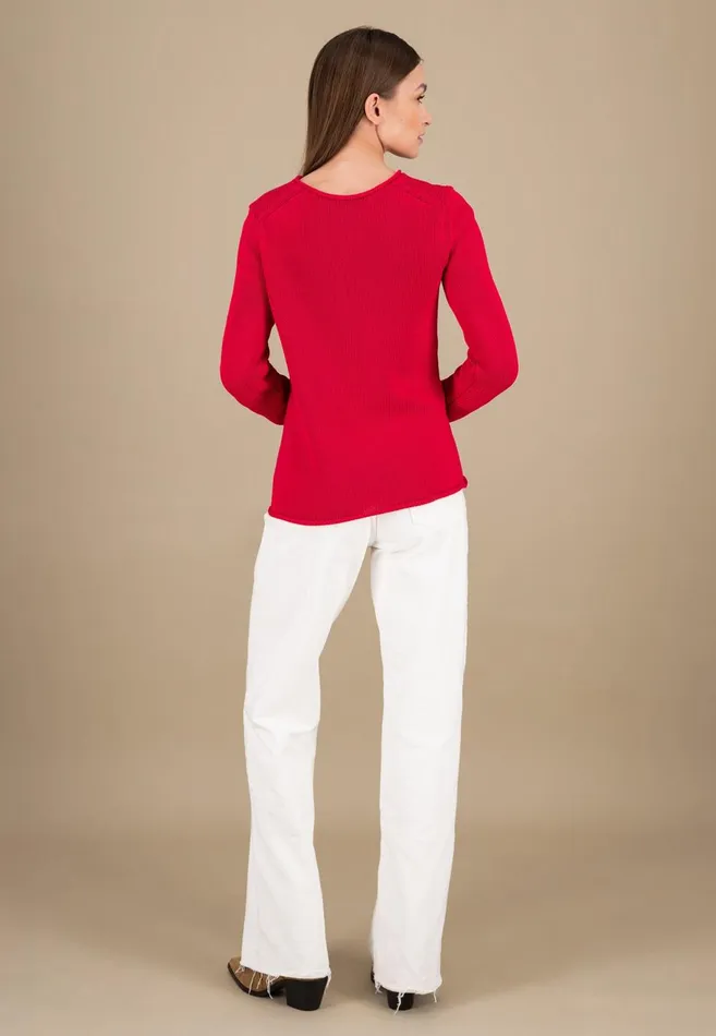 FYNCHHATTON 100 Cotton Sweater Crimson Redblue Purplemilk Women Sweater