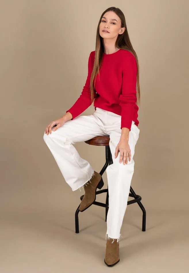 FYNCHHATTON 100 Cotton Sweater Crimson Redblue Purplemilk Women Sweater