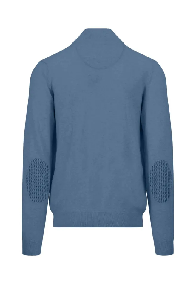 FYNCHHATTON 100 Sweater With A Troyer Collar Cloud Bluehazelnavy Men Sweater