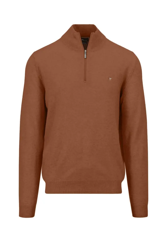 FYNCHHATTON 100 Sweater With A Troyer Collar Cloud Bluehazelnavy Men Sweater