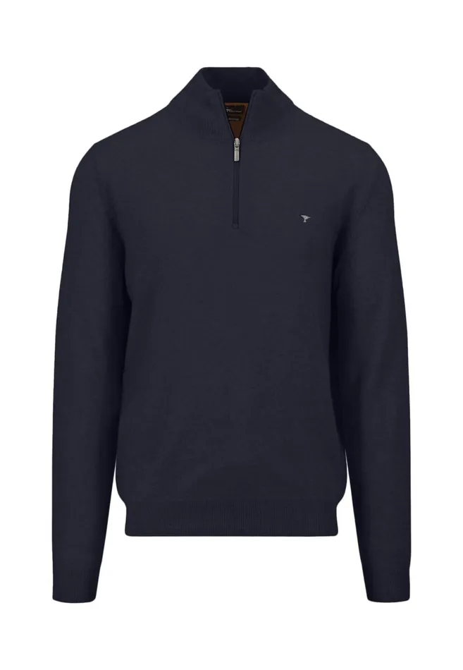 FYNCHHATTON 100 Sweater With A Troyer Collar Cloud Bluehazelnavy Men Sweater