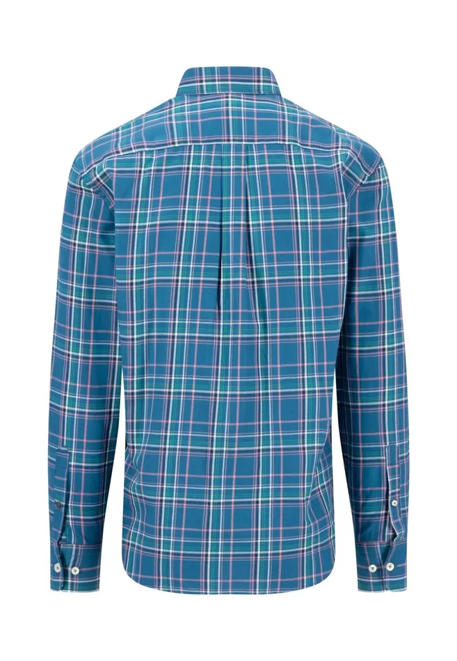 FYNCHHATTON Carroted Shirt With Buttondown Collar Grass Greenwinter Whitedark Teal Men Shirts