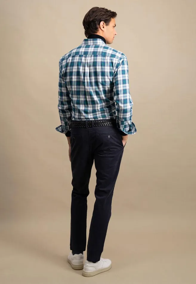 FYNCHHATTON Carroted Shirt With Buttondown Collar Grass Greenwinter Whitedark Teal Men Shirts