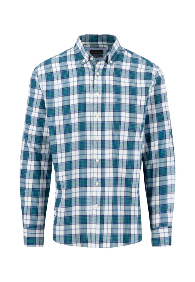 FYNCHHATTON Carroted Shirt With Buttondown Collar Grass Greenwinter Whitedark Teal Men Shirts
