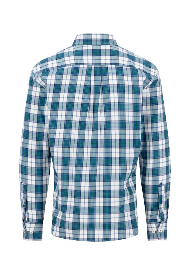 FYNCHHATTON Carroted Shirt With Buttondown Collar Grass Greenwinter Whitedark Teal Men Shirts