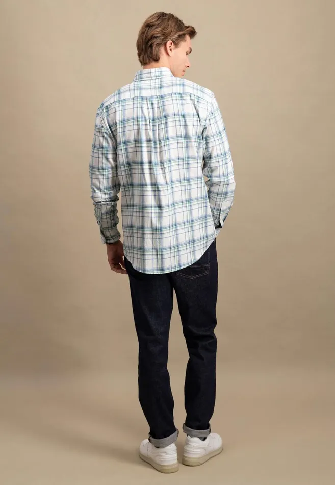 FYNCHHATTON Carroted Shirt With Buttondown Collar Grass Greenwinter Whitedark Teal Men Shirts