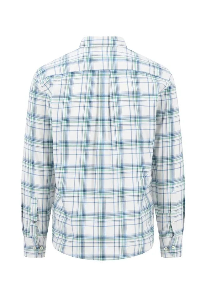 FYNCHHATTON Carroted Shirt With Buttondown Collar Grass Greenwinter Whitedark Teal Men Shirts