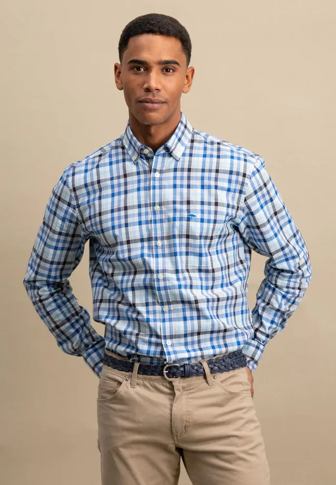 FYNCHHATTON Checked Shirt Made Of Fine Cotton Navyturf Greenpoppy Red Men Shirts FYNCHHATTON Checked Shirt Made Of Fine Cotton Navyturf Greenpoppy Red Men Shirts