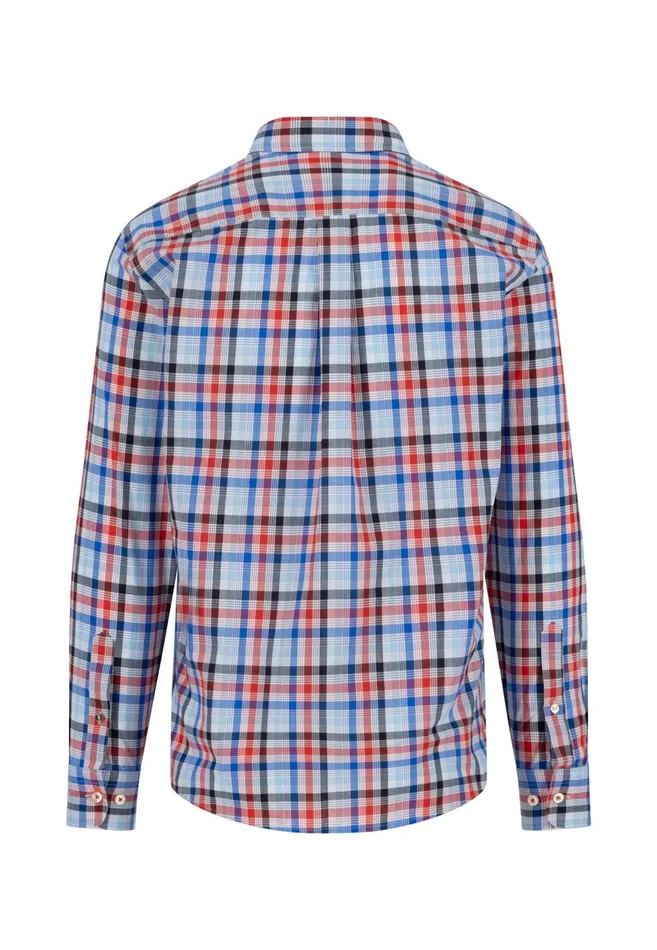 FYNCHHATTON Checked Shirt Made Of Fine Cotton Navyturf Greenpoppy Red Men Shirts