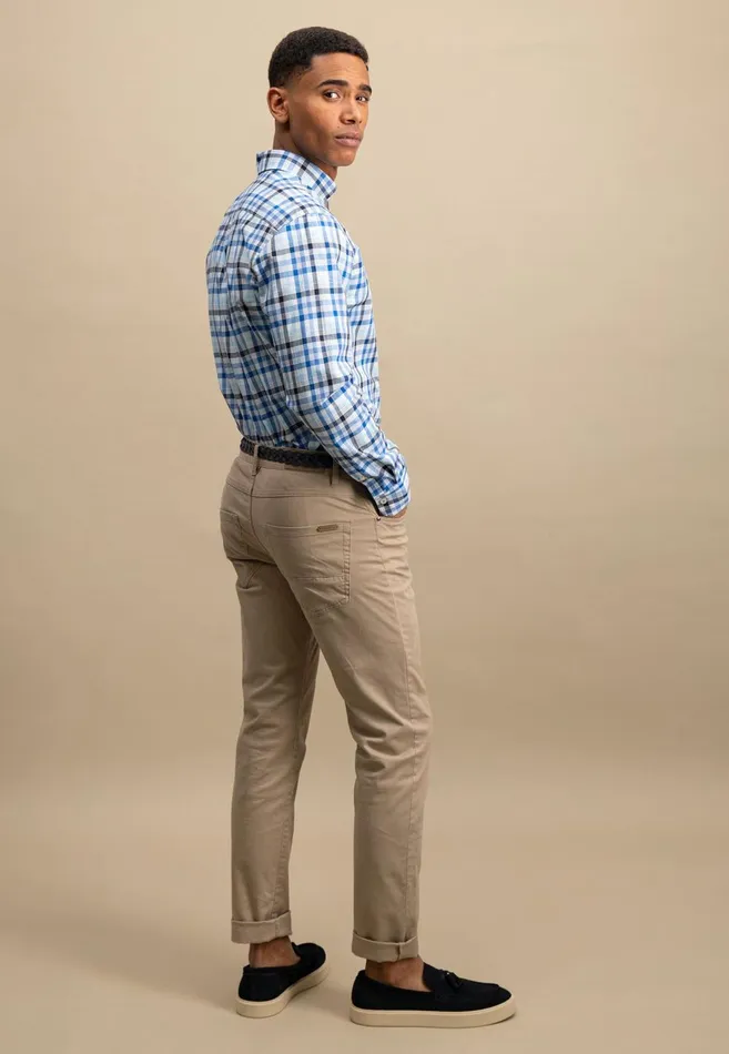 FYNCHHATTON Checked Shirt Made Of Fine Cotton Navyturf Greenpoppy Red Men Shirts