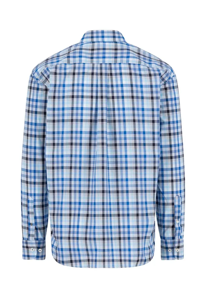 FYNCHHATTON Checked Shirt Made Of Fine Cotton Navyturf Greenpoppy Red Men Shirts