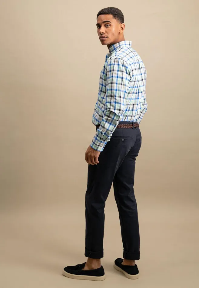 FYNCHHATTON Checked Shirt Made Of Fine Cotton Navyturf Greenpoppy Red Men Shirts