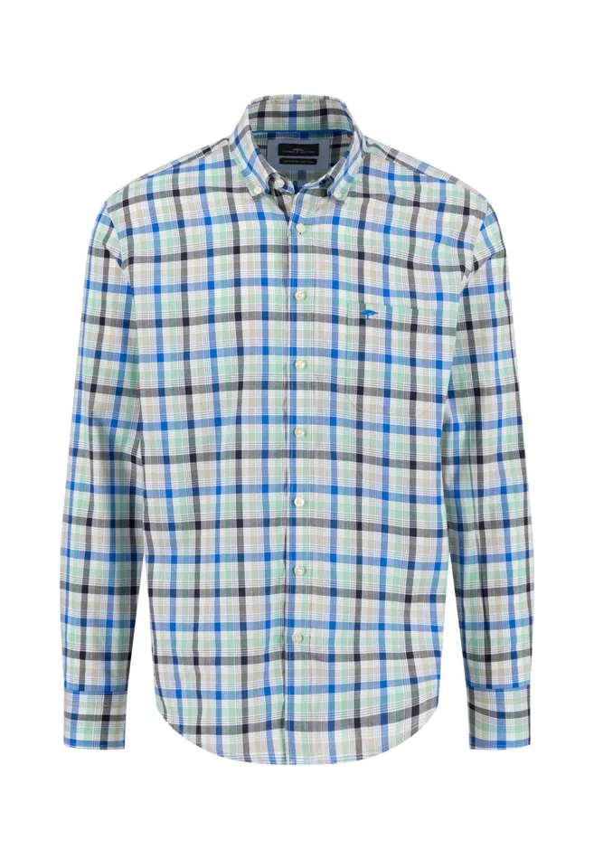 FYNCHHATTON Checked Shirt Made Of Fine Cotton Navyturf Greenpoppy Red Men Shirts