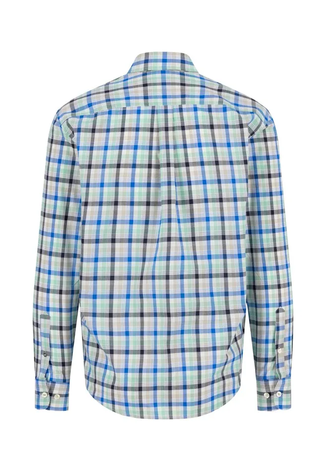 FYNCHHATTON Checked Shirt Made Of Fine Cotton Navyturf Greenpoppy Red Men Shirts