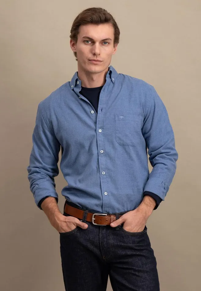 FYNCHHATTON Collar Flannel Shirt With A Buttondown Collar Cloud Bluenavyhazelcharcoal Men Shirts FYNCHHATTON Collar Flannel Shirt With A Buttondown Collar Cloud Bluenavyhazelcharcoal Men Shirts