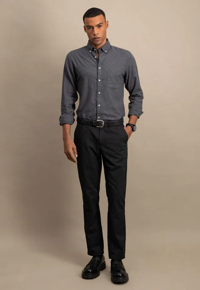 FYNCHHATTON Collar Flannel Shirt With A Buttondown Collar Cloud Bluenavyhazelcharcoal Men Shirts
