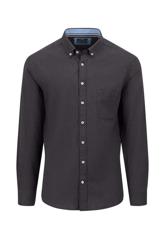 FYNCHHATTON Collar Flannel Shirt With A Buttondown Collar Cloud Bluenavyhazelcharcoal Men Shirts
