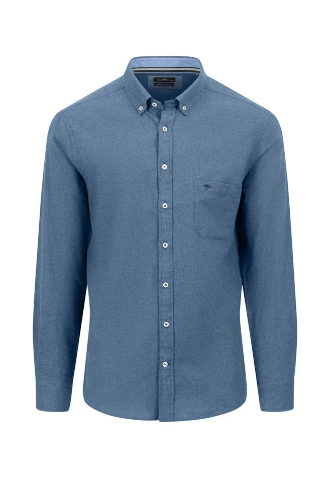 FYNCHHATTON Collar Flannel Shirt With A Buttondown Collar Cloud Bluenavyhazelcharcoal Men Shirts