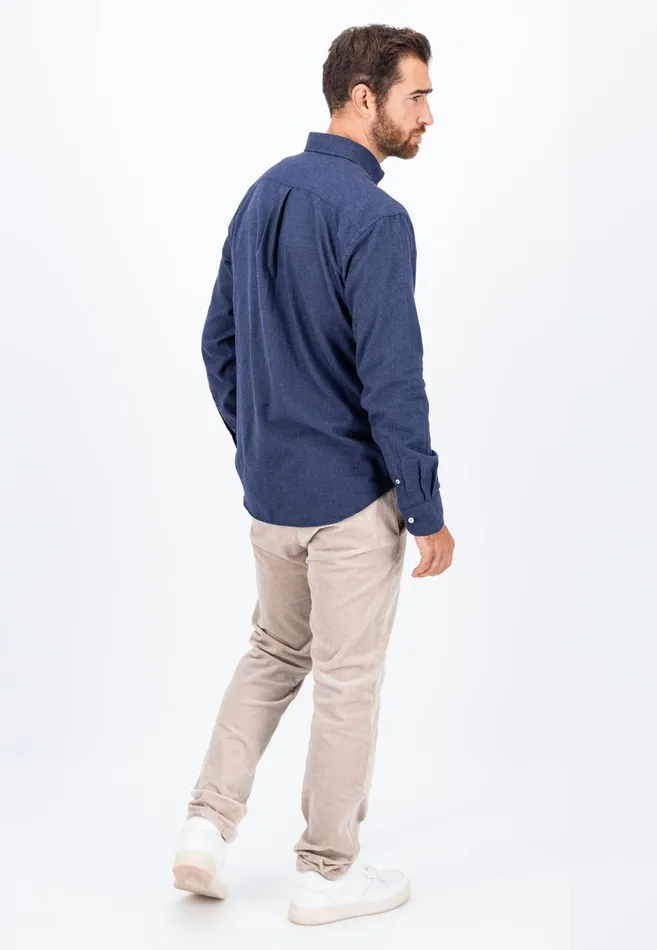 FYNCHHATTON Collar Flannel Shirt With A Buttondown Collar Cloud Bluenavyhazelcharcoal Men Shirts