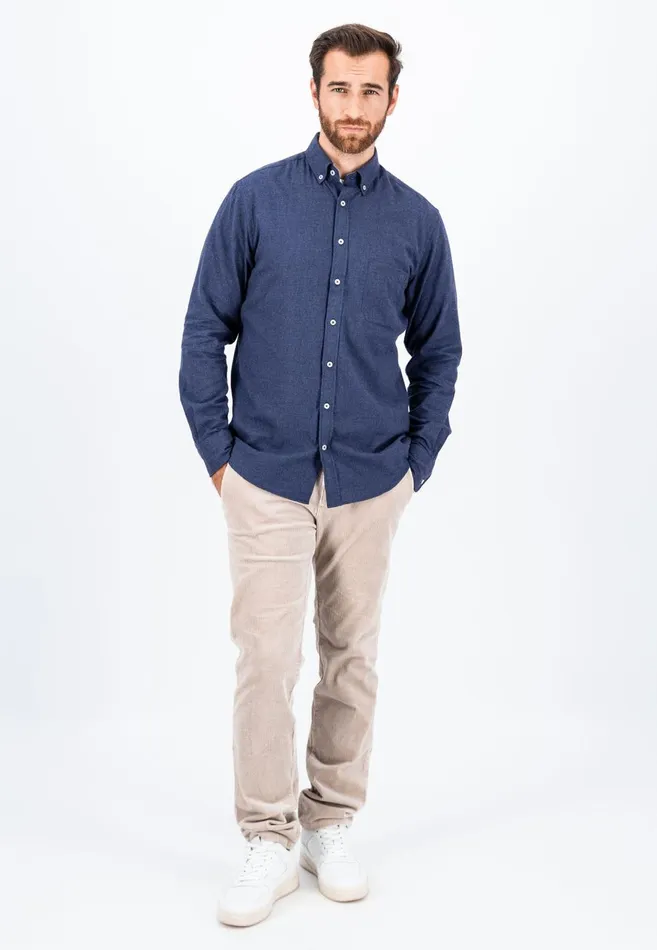 FYNCHHATTON Collar Flannel Shirt With A Buttondown Collar Cloud Bluenavyhazelcharcoal Men Shirts