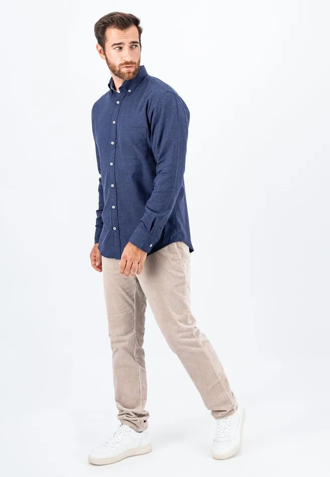 FYNCHHATTON Collar Flannel Shirt With A Buttondown Collar Cloud Bluenavyhazelcharcoal Men Shirts