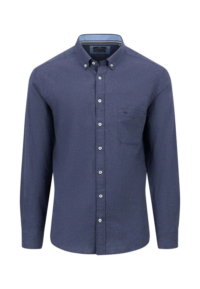 FYNCHHATTON Collar Flannel Shirt With A Buttondown Collar Cloud Bluenavyhazelcharcoal Men Shirts