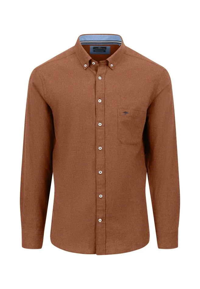FYNCHHATTON Collar Flannel Shirt With A Buttondown Collar Cloud Bluenavyhazelcharcoal Men Shirts
