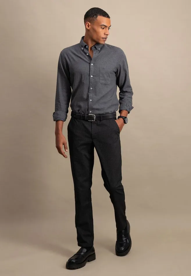 FYNCHHATTON Collar Flannel Shirt With A Buttondown Collar Cloud Bluenavyhazelcharcoal Men Shirts