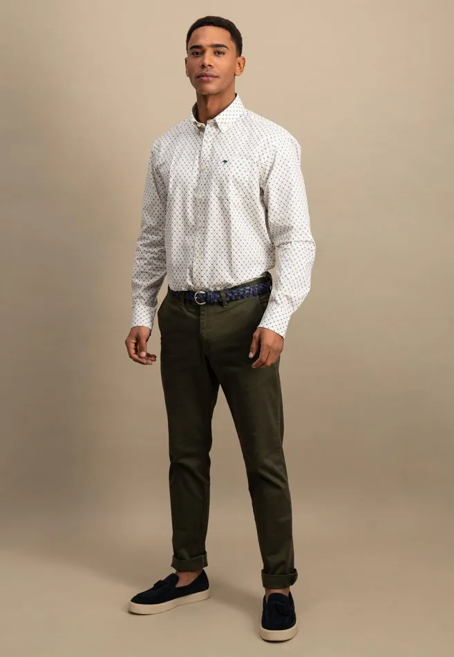 FYNCHHATTON Cotton Shirt With Buttondown Collar Attention Photos Vivid Yellowpoppy Rednavy Men Shirts