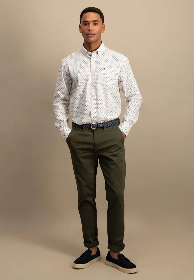 FYNCHHATTON Cotton Shirt With Buttondown Collar Attention Photos Vivid Yellowpoppy Rednavy Men Shirts