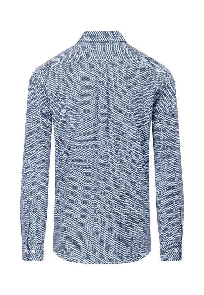 FYNCHHATTON Cotton Shirt With Minimal Print Midnightdark Navynavy Men Shirts