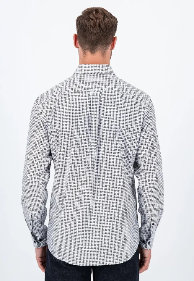 FYNCHHATTON Cotton Shirt With Minimal Print Midnightdark Navynavy Men Shirts