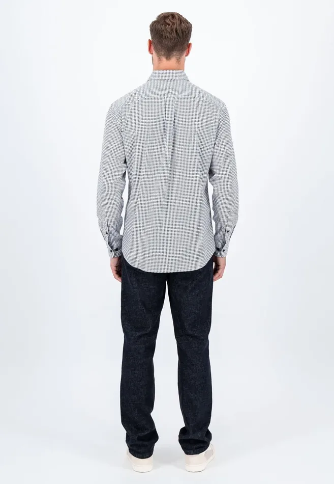 FYNCHHATTON Cotton Shirt With Minimal Print Midnightdark Navynavy Men Shirts