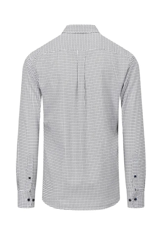 FYNCHHATTON Cotton Shirt With Minimal Print Midnightdark Navynavy Men Shirts