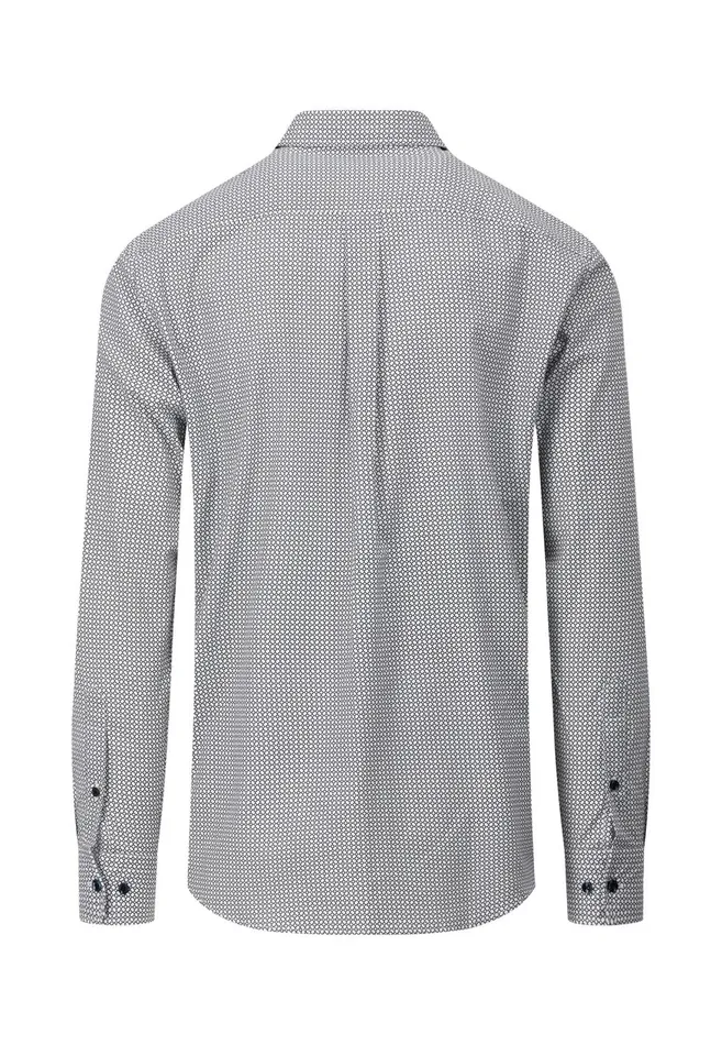 FYNCHHATTON Cotton Shirt With Minimal Print Midnightdark Navynavy Men Shirts