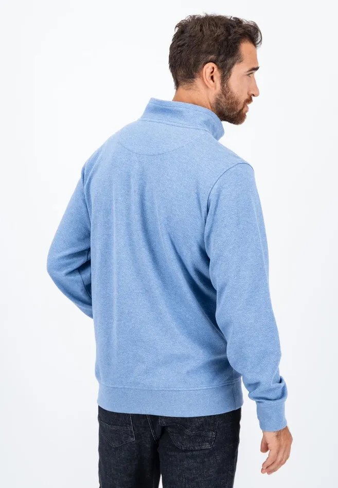 FYNCHHATTON Cotton Sweater With A Troyer Collar Cloud Bluenavy Men Sweater