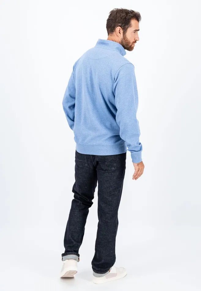 FYNCHHATTON Cotton Sweater With A Troyer Collar Cloud Bluenavy Men Sweater