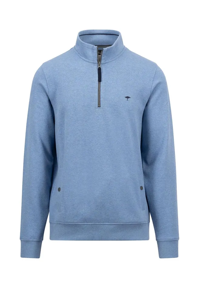 FYNCHHATTON Cotton Sweater With A Troyer Collar Cloud Bluenavy Men Sweater