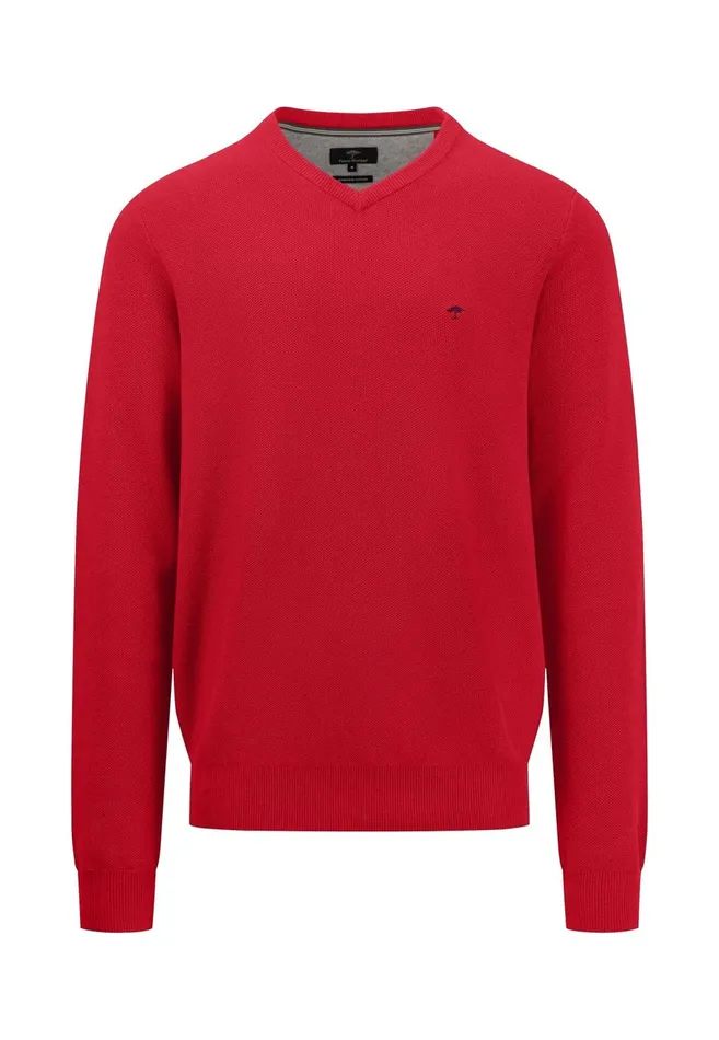 FYNCHHATTON Cotton Sweater With Vneckline Poppy Redstrong Blue Men Sweater