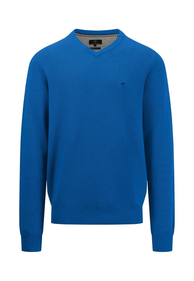 FYNCHHATTON Cotton Sweater With Vneckline Poppy Redstrong Blue Men Sweater