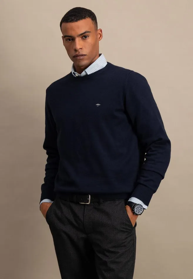 FYNCHHATTON Fine Knitting Sweater With A Circular Neckline Navysteelcharcoalazure Men Sweater FYNCHHATTON Fine Knitting Sweater With A Circular Neckline Navysteelcharcoalazure Men Sweater